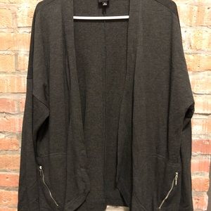 Zip pocket open front cardigan